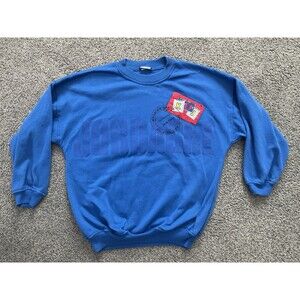 Jordache Sweatshirt Vintage Women XL Blue Logo Pullover Casual Retro 90s
